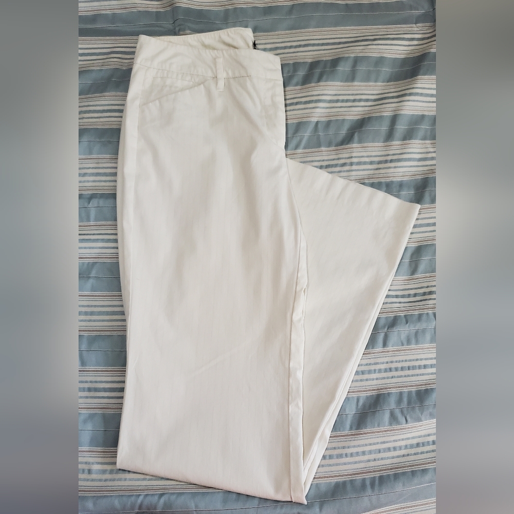 NY&C White and Blue Pin Striped Low Rise Flare Pants